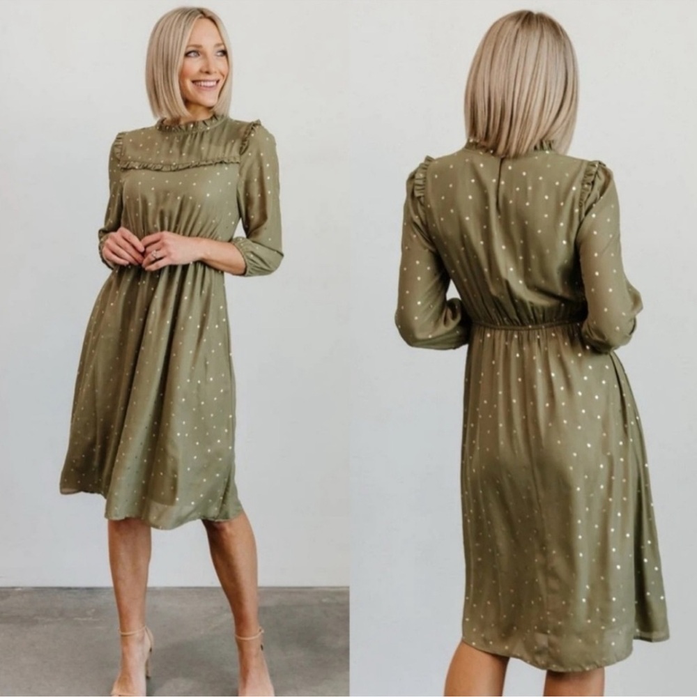 Baltic Born Sage Polka Dot Long Sleeve Dress